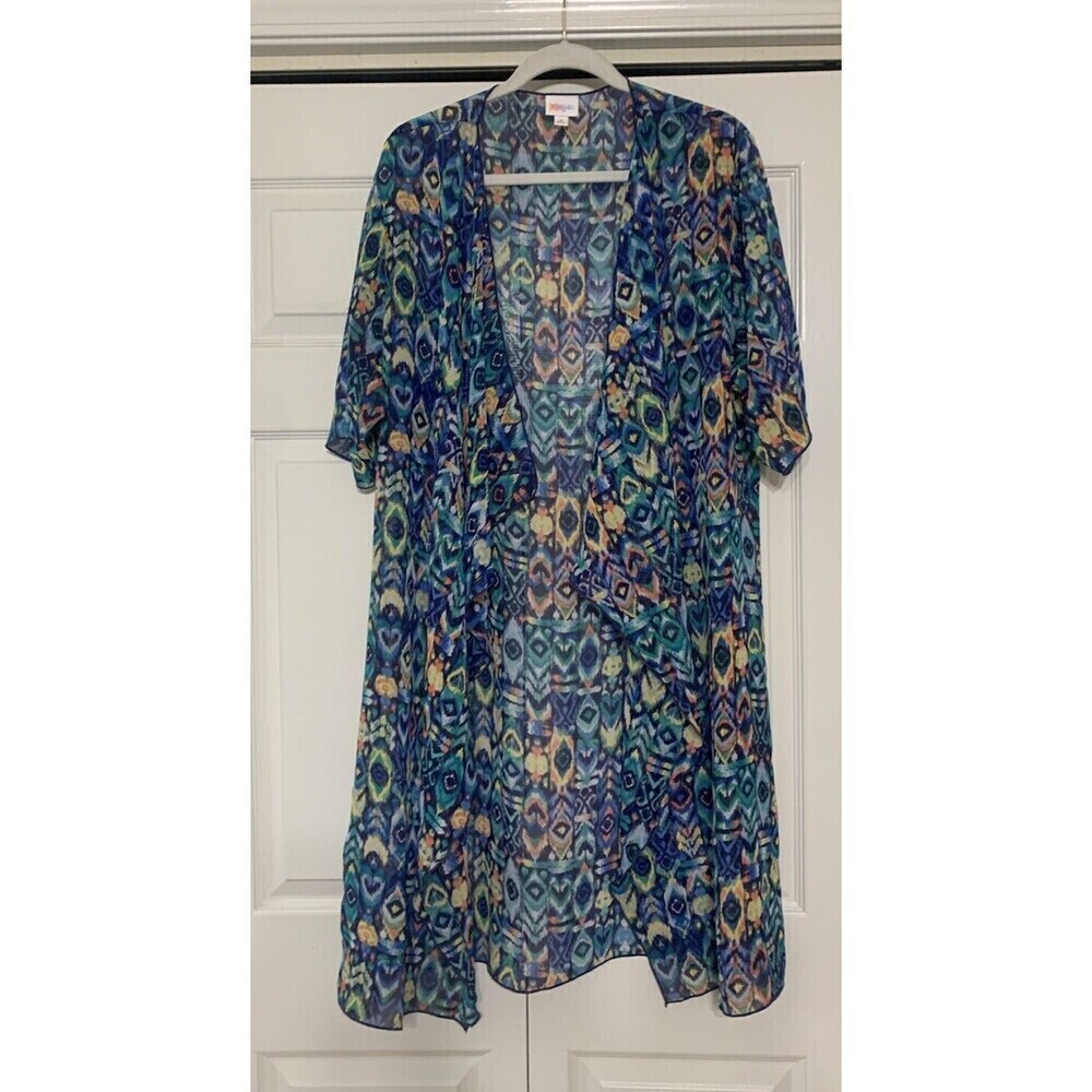 Lularoe Longline Sheer Kimono Duster Cardigan Multi Color Size M (X3)